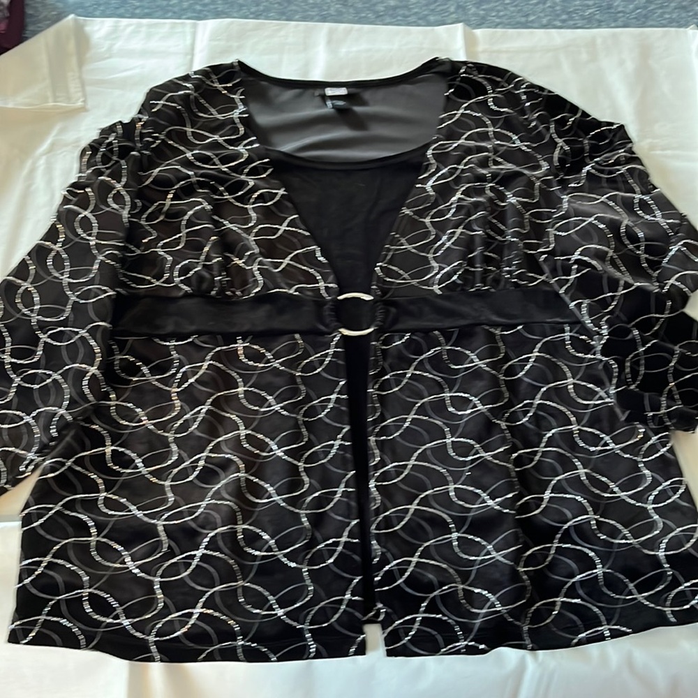 Studio 1940 Velvet Layered Buckle Black shimmer designs Long Sleeve Size 22/24W